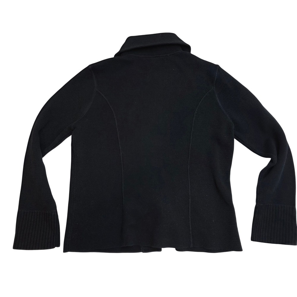 Jones New York Signature Black Cotton Button Up Cardigan Sweater Large Womens - Picture 2 of 8